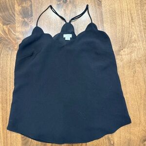 J Crew Size 8 Black Scalloped Camisole Top